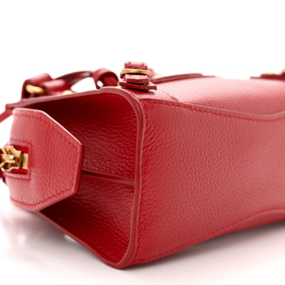 Balenciaga Grained Calfskin Neo Classic Gold Hardware Nano City Crossbody Medium Red 9 of 10
