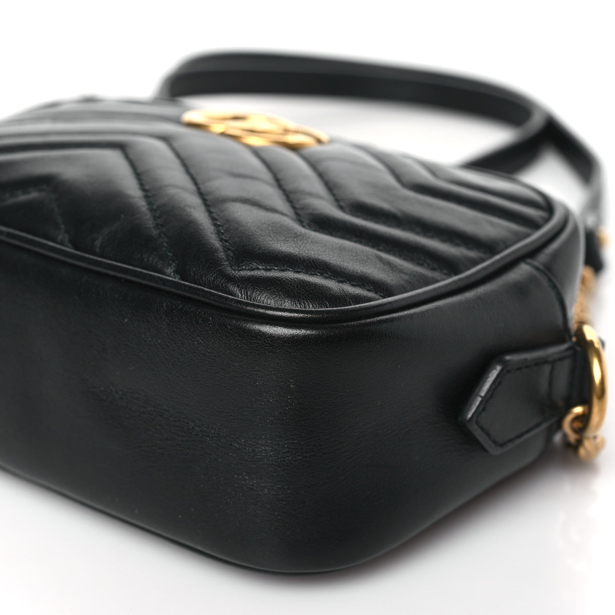 Calfskin Matelasse Mini GG Marmont Chain Shoulder Bag Black