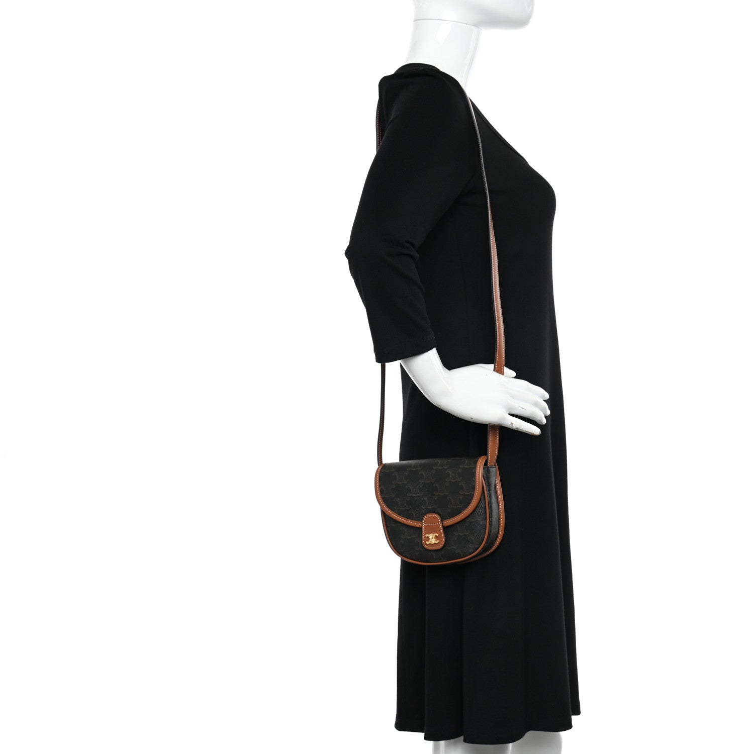 Celine Canvas Calfskin Triomphe Mini Besace Tan 2 of 10