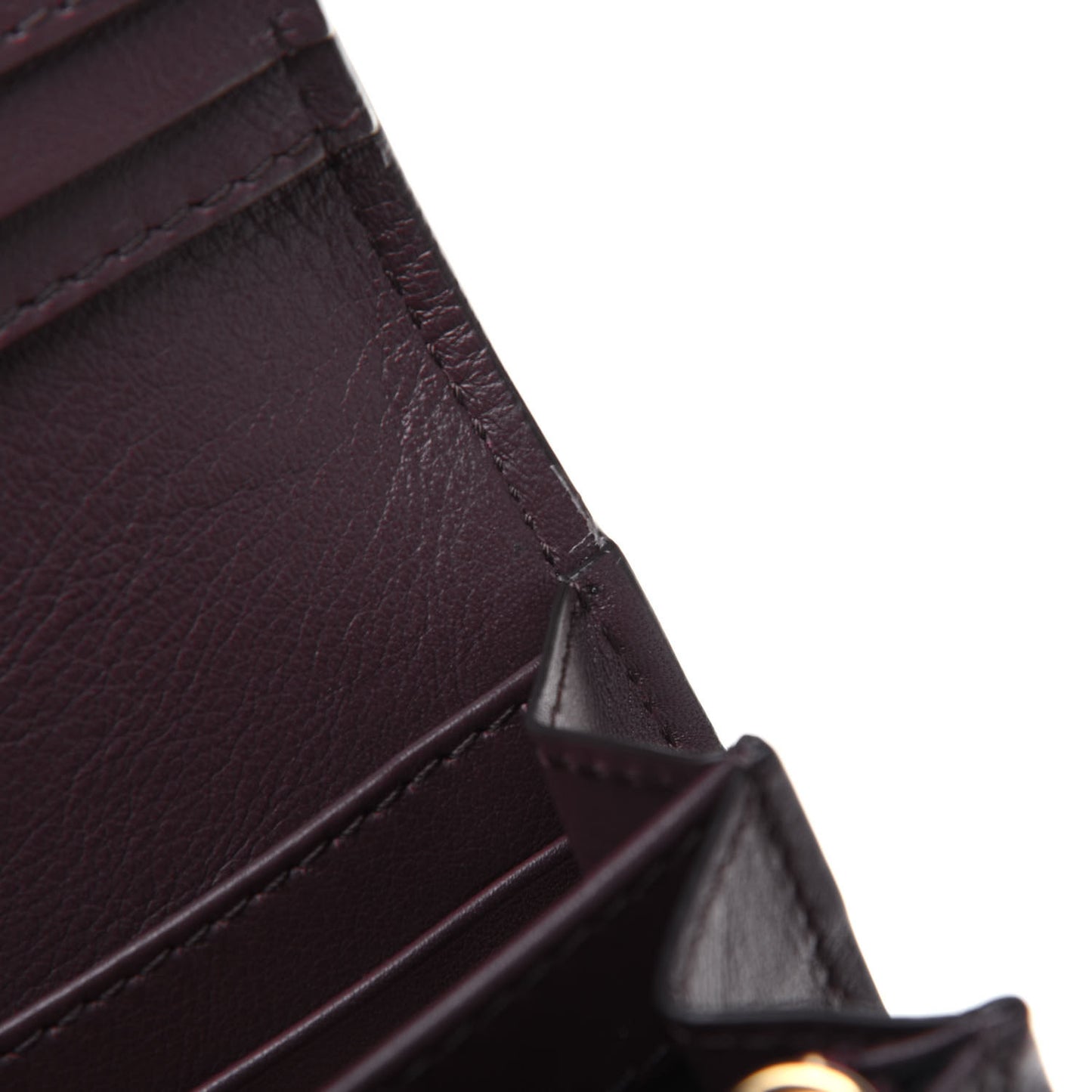 Grainy Calfskin House Check Continental Wallet Mahogany Red