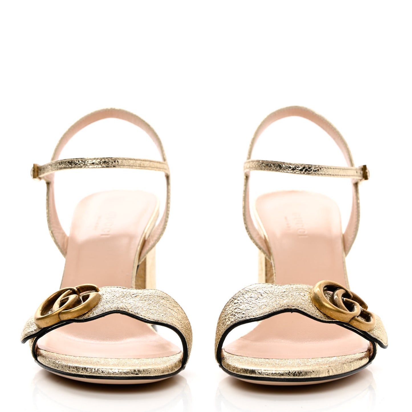 Galassia GG Marmont Ankle Wrap 75mm Sandals 37 Platino