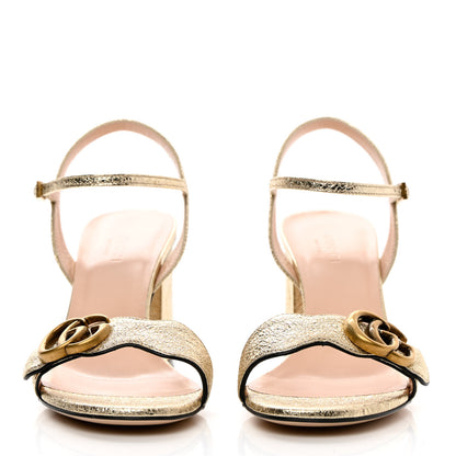 Gucci Galassia GG Marmont Ankle Wrap 75mm Sandals 37 Platino 2 of 10
