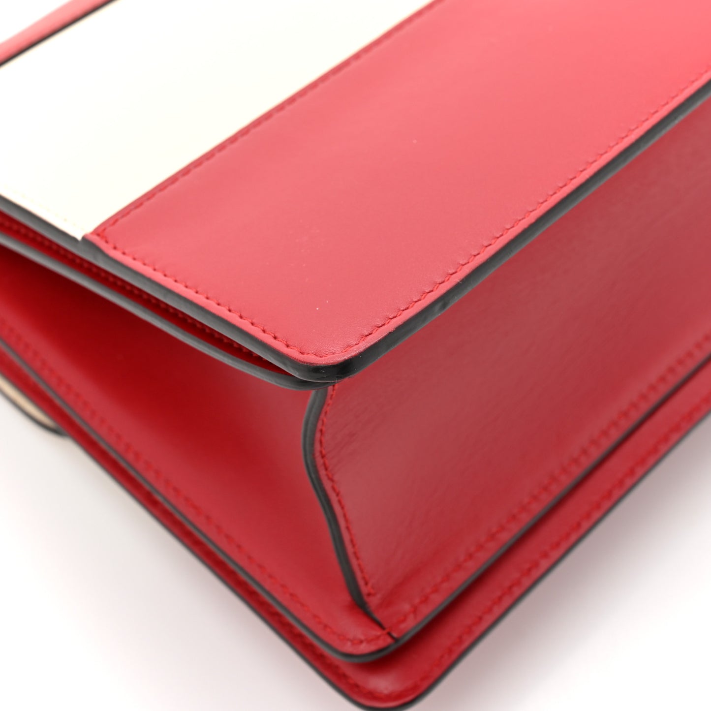 Calfskin Sylvie Web Small Queen Margaret Top Handle Bag Hibiscus Red Mystic White