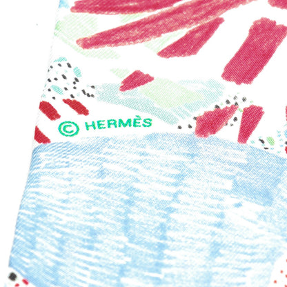 Hermes Silk Chacun Fait Son Nid Twilly Ciel Vert Rouge 5 of 6