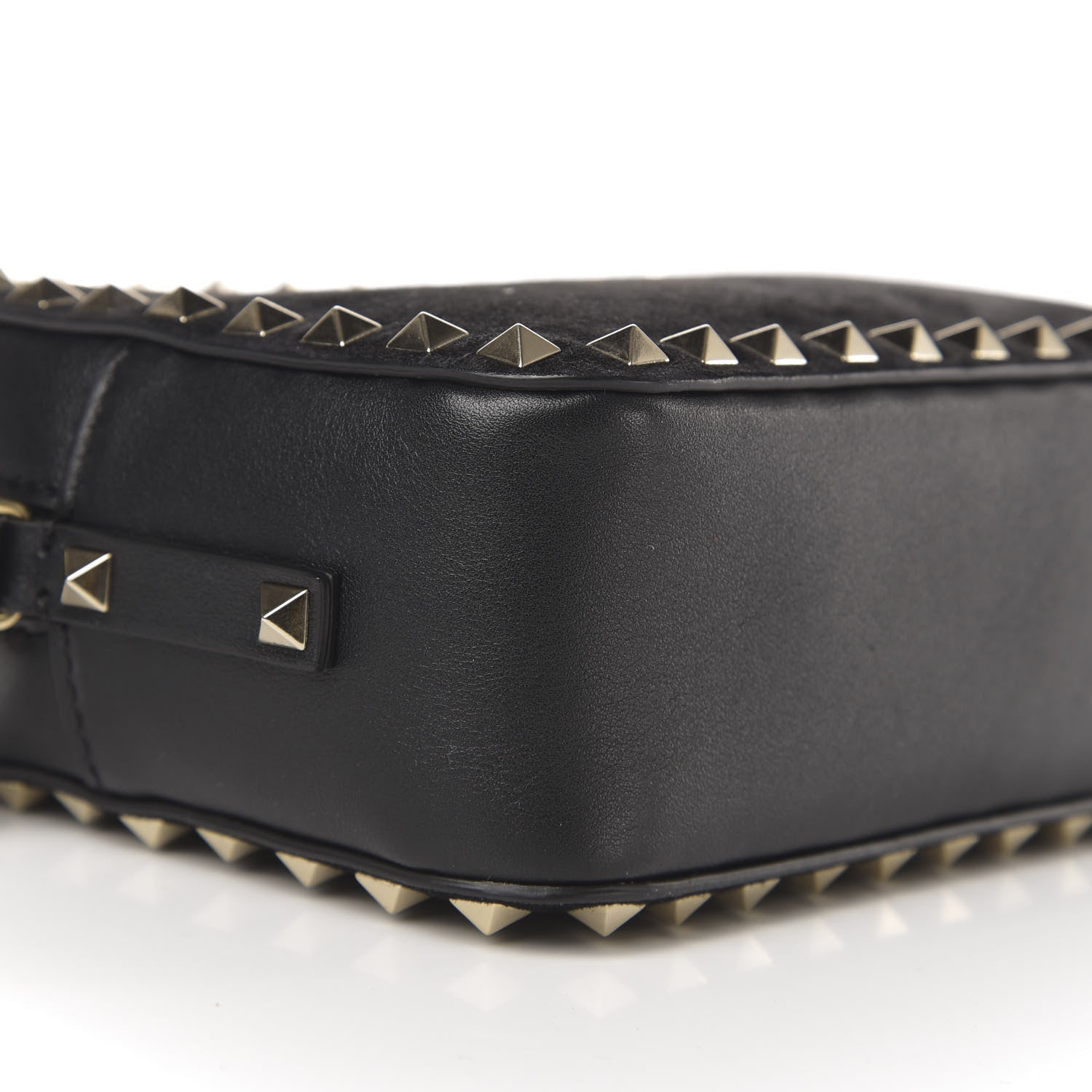 Valentino Garavani Calfskin Suede Rockstud Camera Crossbody Bag Black 7 of 9