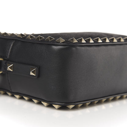 Valentino Garavani Calfskin Suede Rockstud Camera Crossbody Bag Black 7 of 9