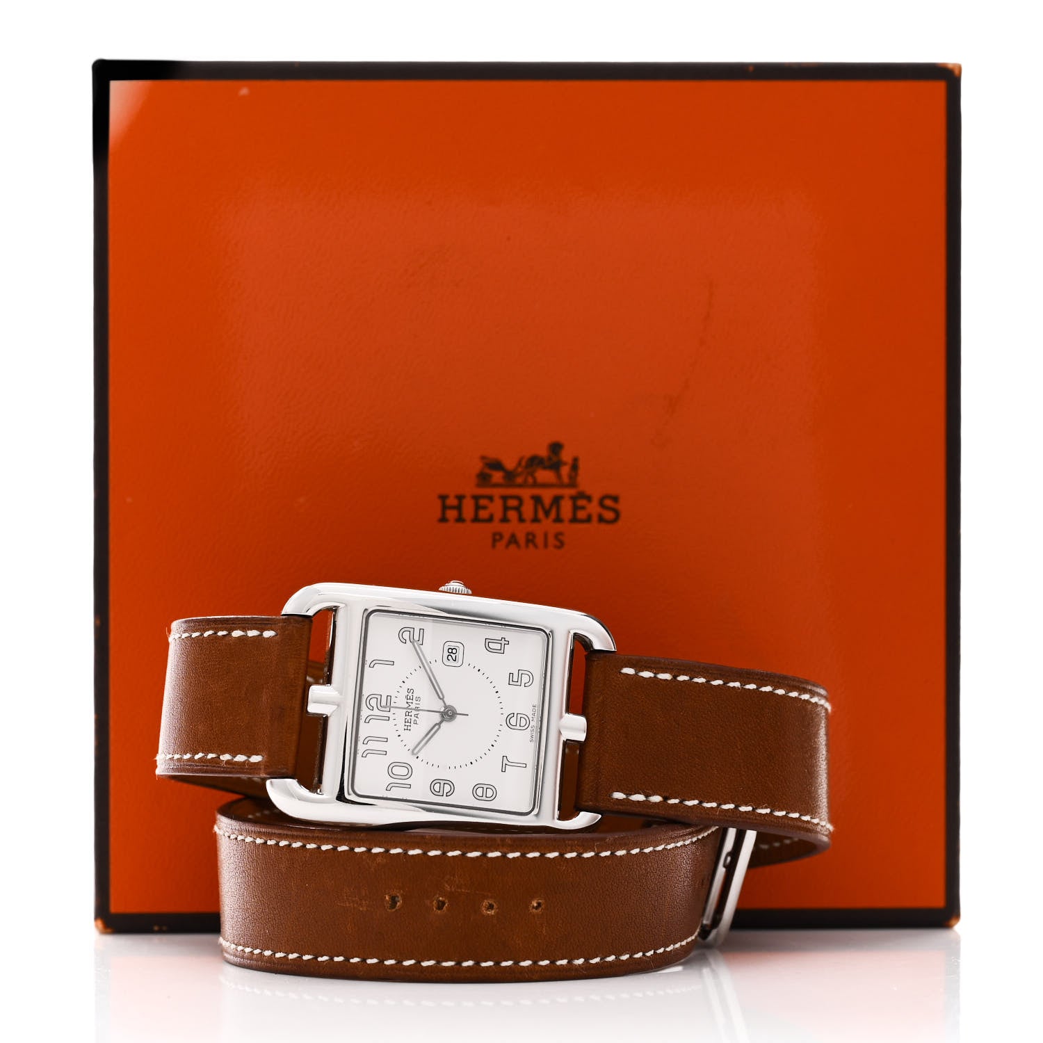 Hermes Stainless Steel Barenia 29mm Cape Cod Double Tour Quartz Watch Fauve 5 of 5