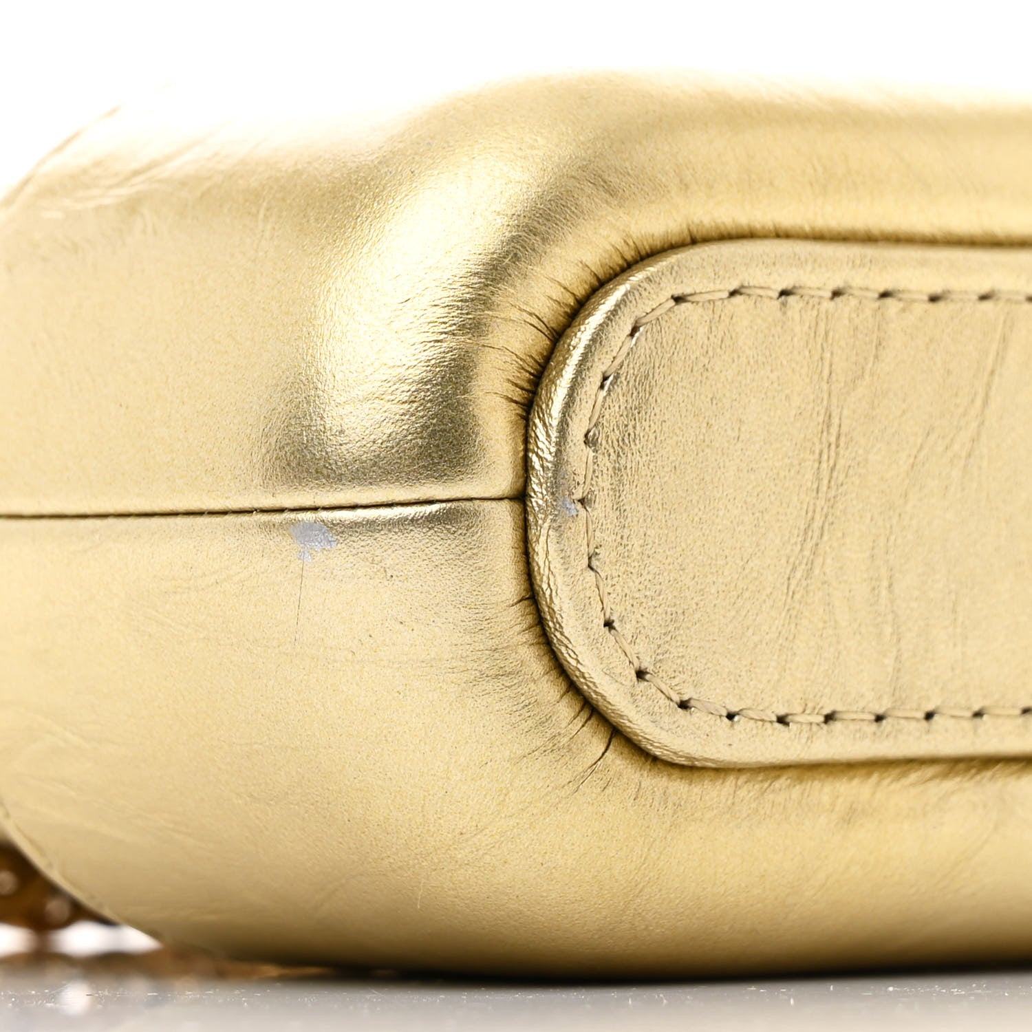 Chanel Metallic Aged Calfskin Quilted Small Gabrielle Clutch With Chain Gold 12 of 13