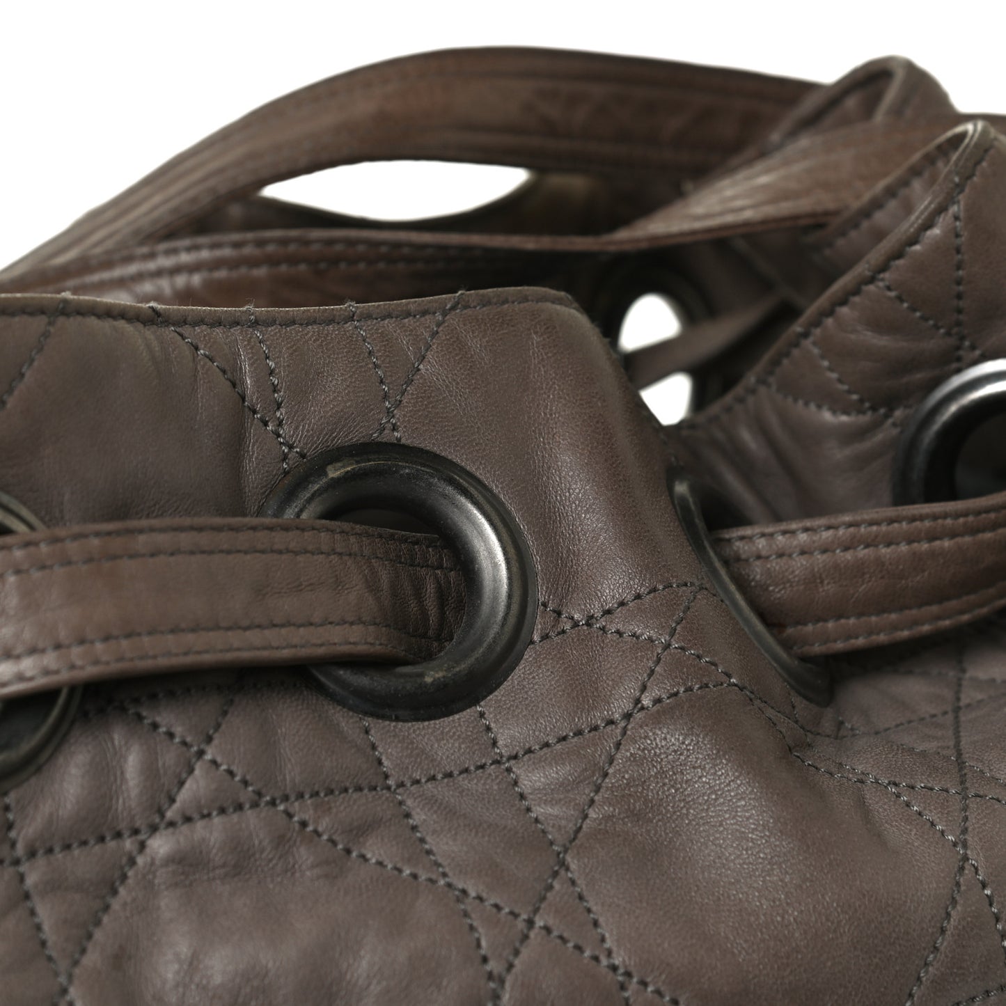 Lambskin Cannage Drawstring Bag Bronze