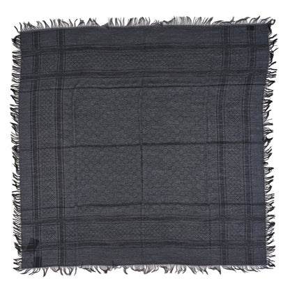 Gucci Wool Silk GG Monogram Diamante Plaid Surviee Shawl Graphite Black 1 of 3