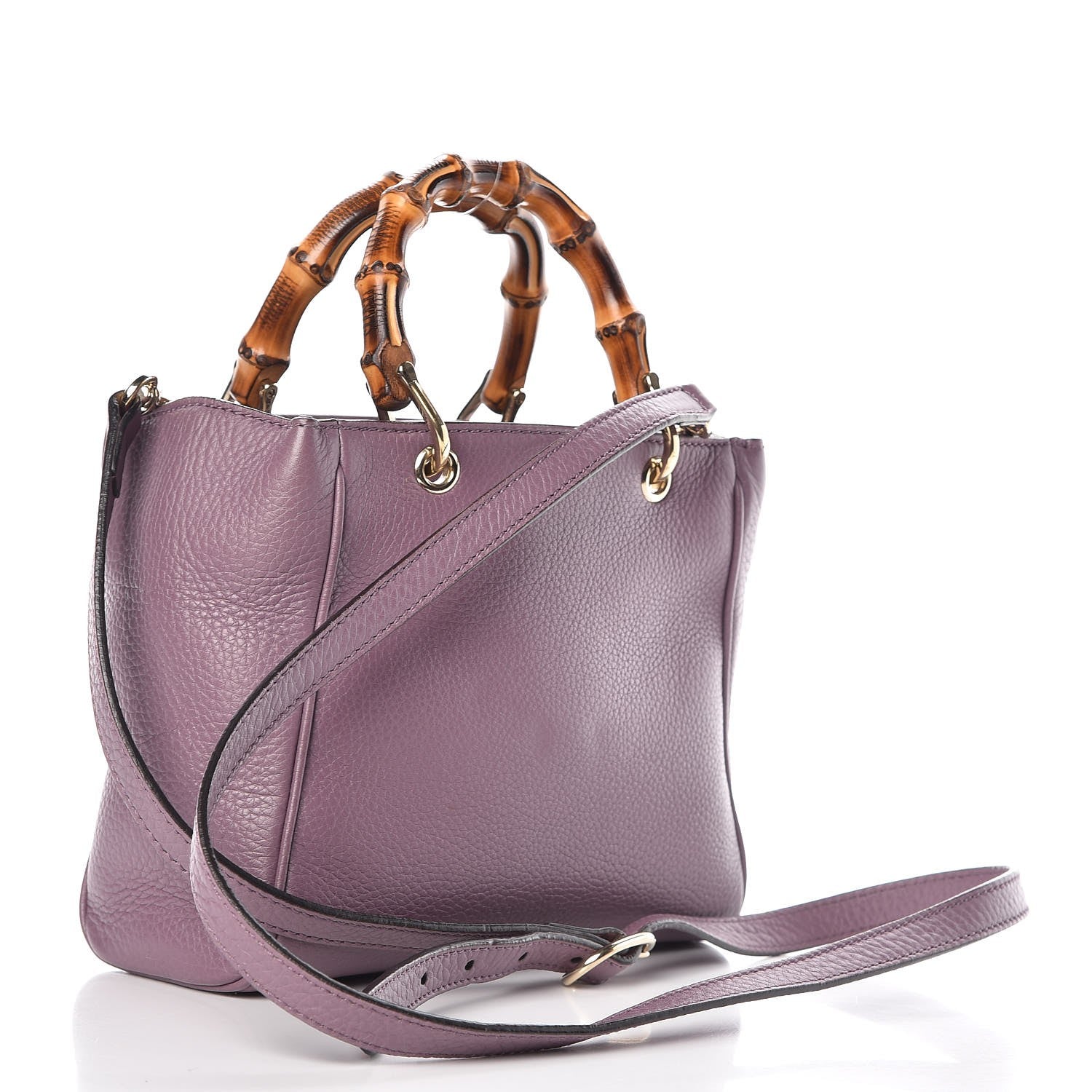 Gucci Calfskin Mini Bamboo Shopper Tote Purple 3 of 11