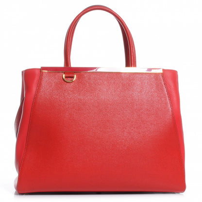 Fendi Vitello Elite Flamingo Regular 2Jours Tote Rosso Fiamma 1 of 9