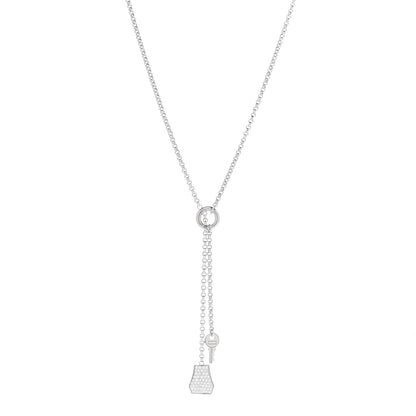 Hermes 18K White Gold Diamond PM Kelly Clochette Necklace 1 of 5