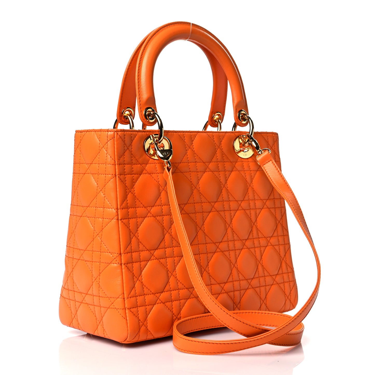 Lambskin Cannage Medium Lady Dior Orange