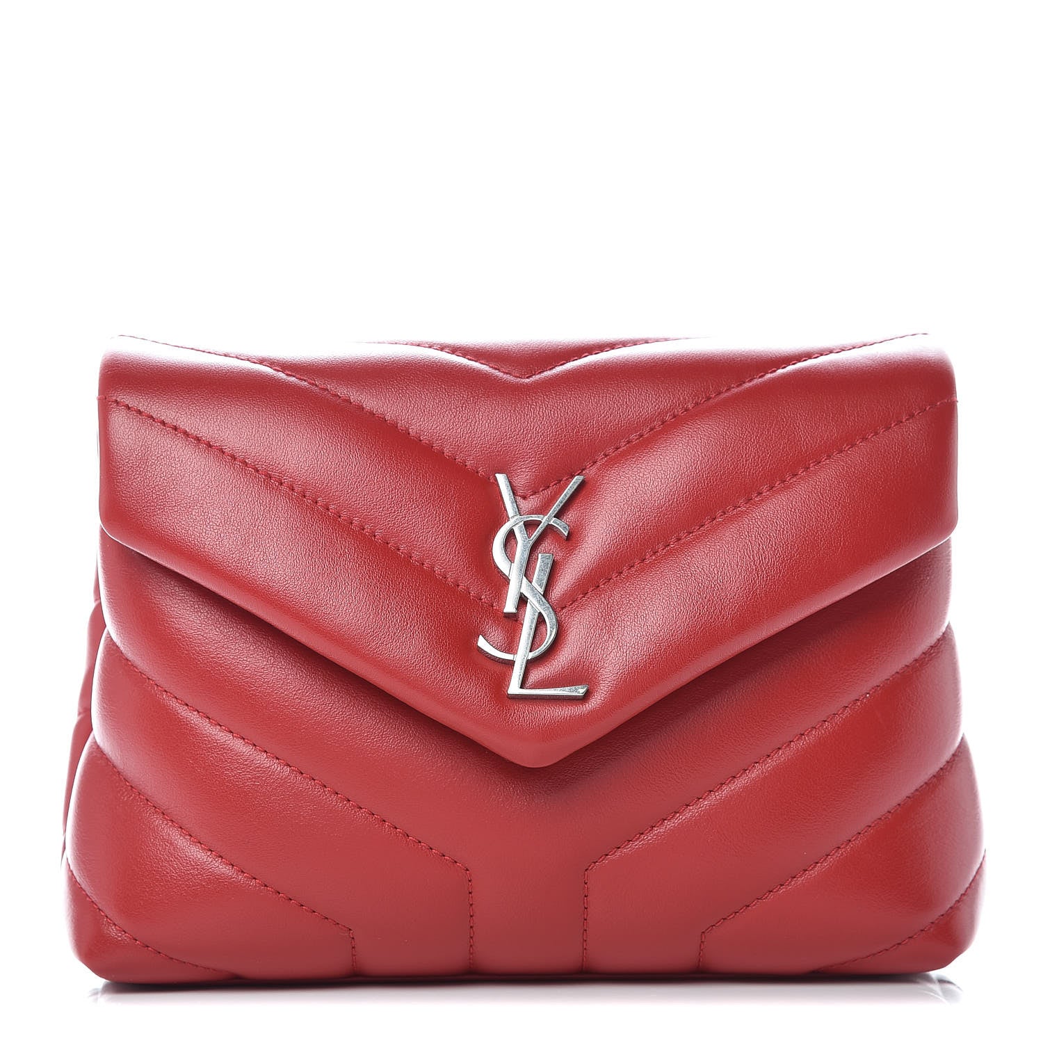 Saint Laurent Calfskin Y Quilted Monogram Toy Loulou Crossbody Bag Red 1 of 9