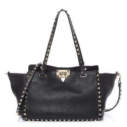 Valentino Garavani Grained Calfskin Small Rockstud Tote Black 1 of 13