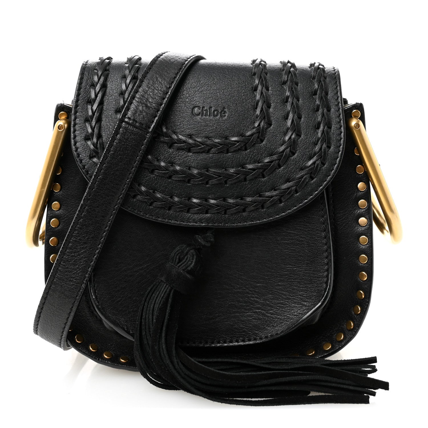 Chloe Calfskin Braided Mini Hudson Shoulder Bag Black 1 of 9