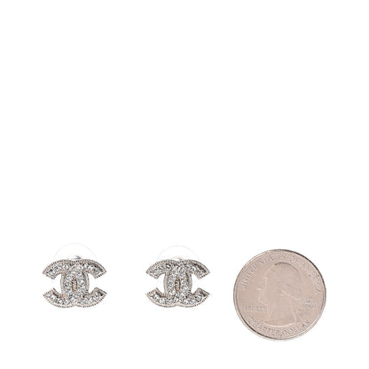 Chanel Crystal CC Earrings Silver 2 of 5