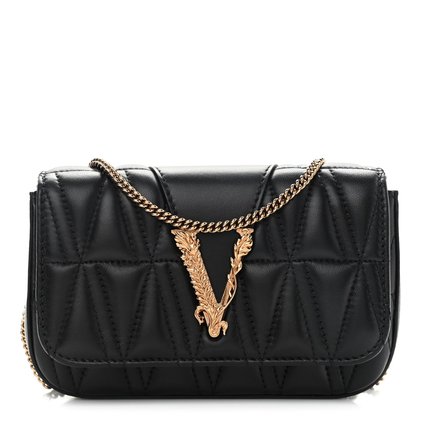 Nappa Quilted Virtus Evening Bag Black