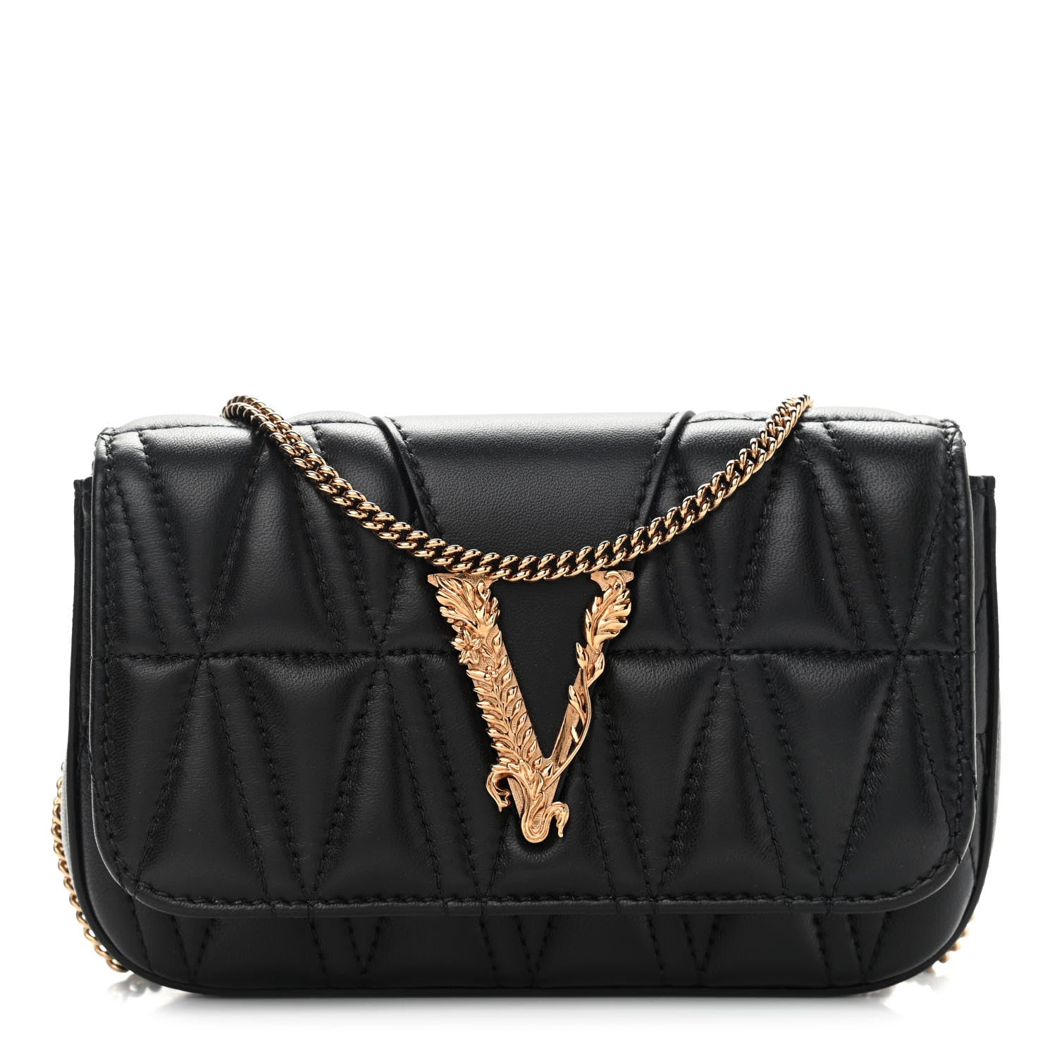 Versace Nappa Quilted Virtus Evening Bag Black 1 of 9