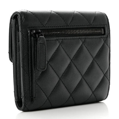 Chanel Lambskin Quilted Compact Flap Wallet So Black 3 of 8