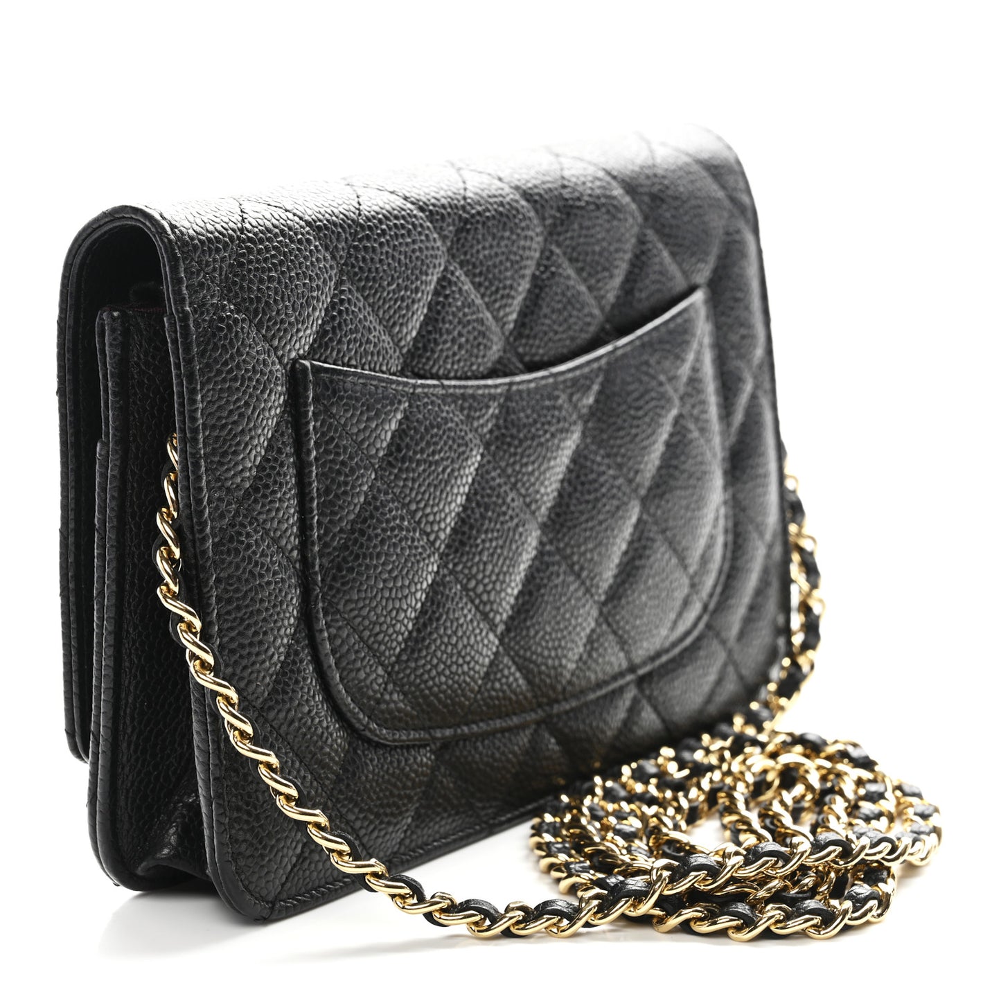 Caviar Quilted Wallet on Chain WOC Black