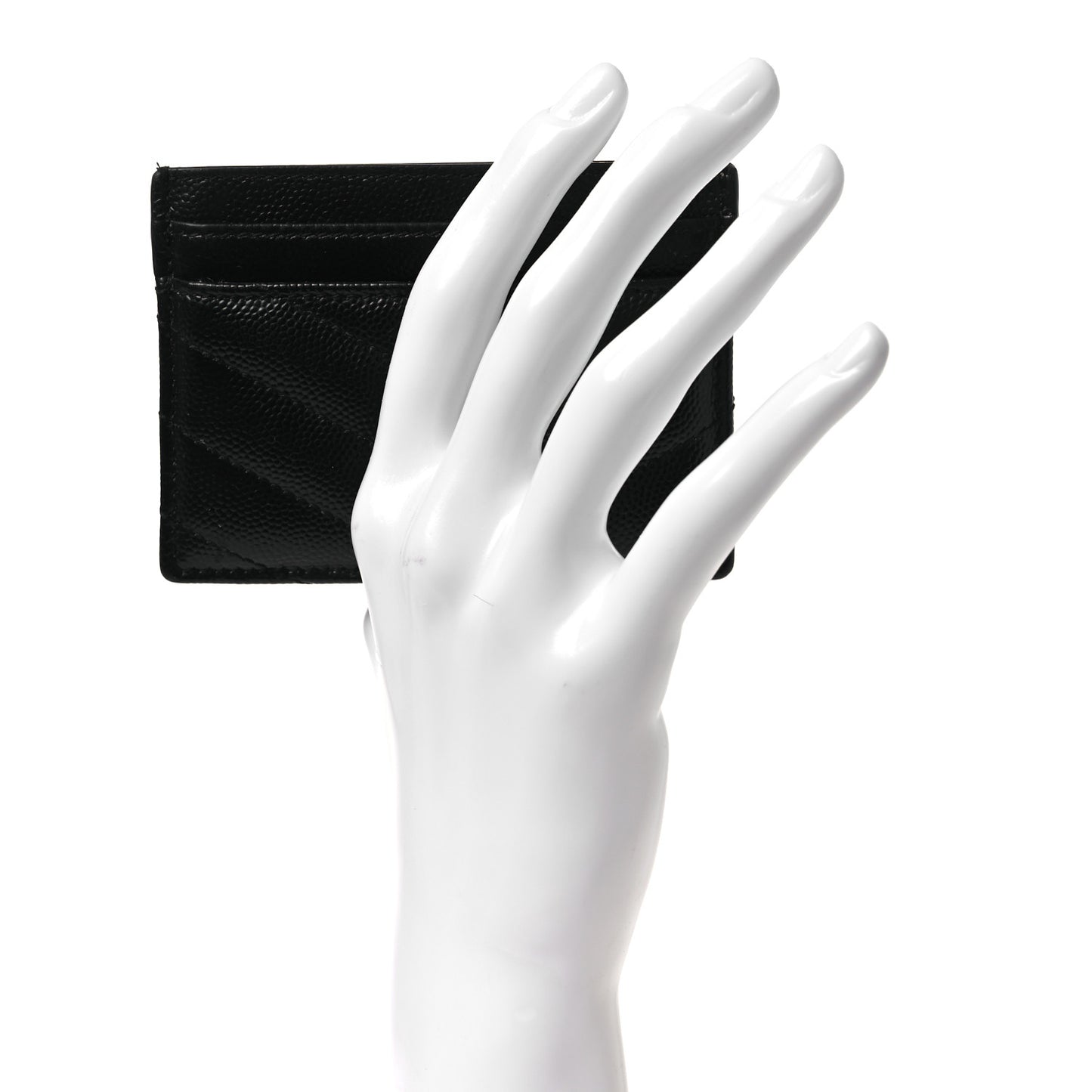 Grain De Poudre Matelasse Chevron Monogram Credit Card Case Black