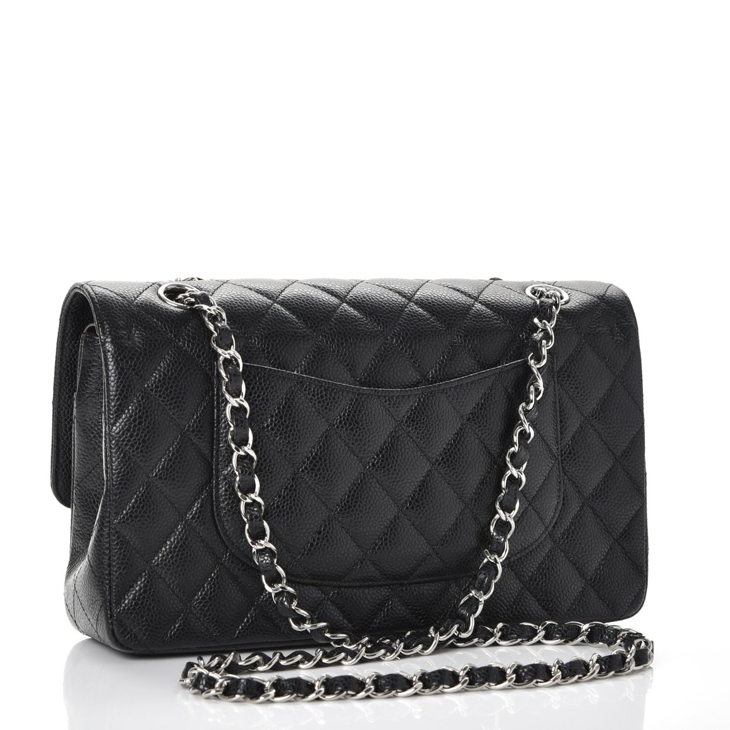 Caviar Quilted Medium Double Flap Black