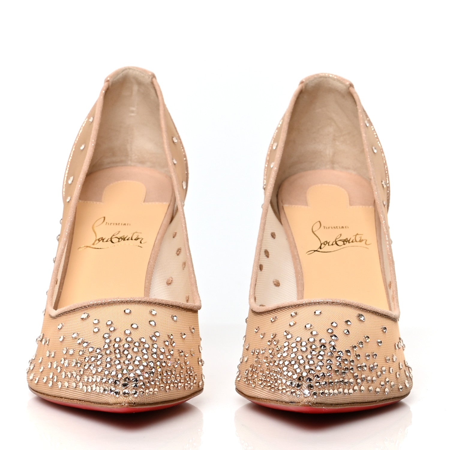 Christian Louboutin Suede Lame Crystal Strass Follies 85 Pumps 37.5 Light Silk 2 of 7
