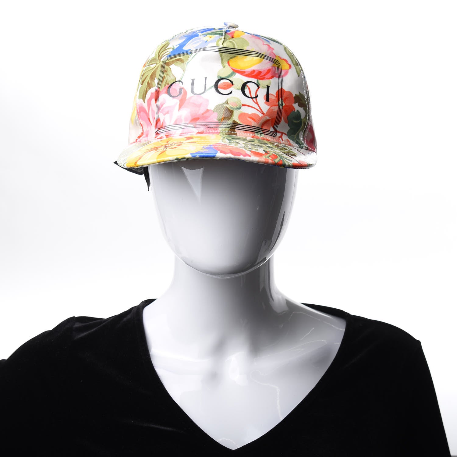 Gucci Crystal Floral Print Logo Baseball Hat L Multicolor 2 of 8