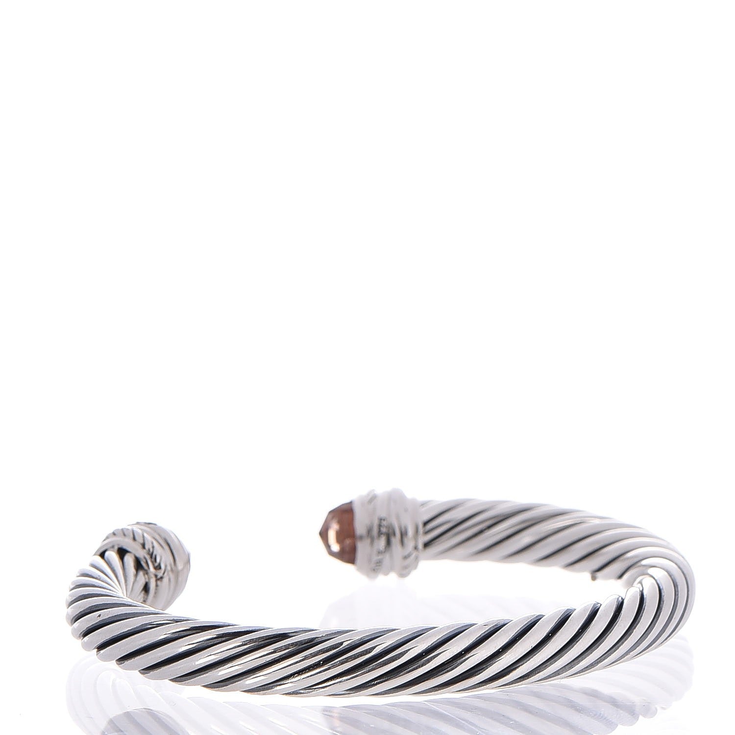 David Yurman Sterling Silver Diamond Morganite 7mm Cable Crossover Bracelet 3 of 4