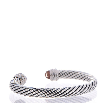 David Yurman Sterling Silver Diamond Morganite 7mm Cable Crossover Bracelet 3 of 4