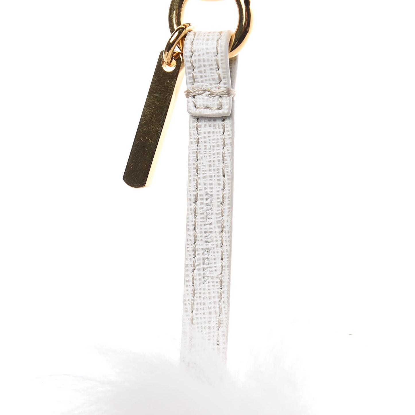 Fox Fur Pom Pom Bag Charm White