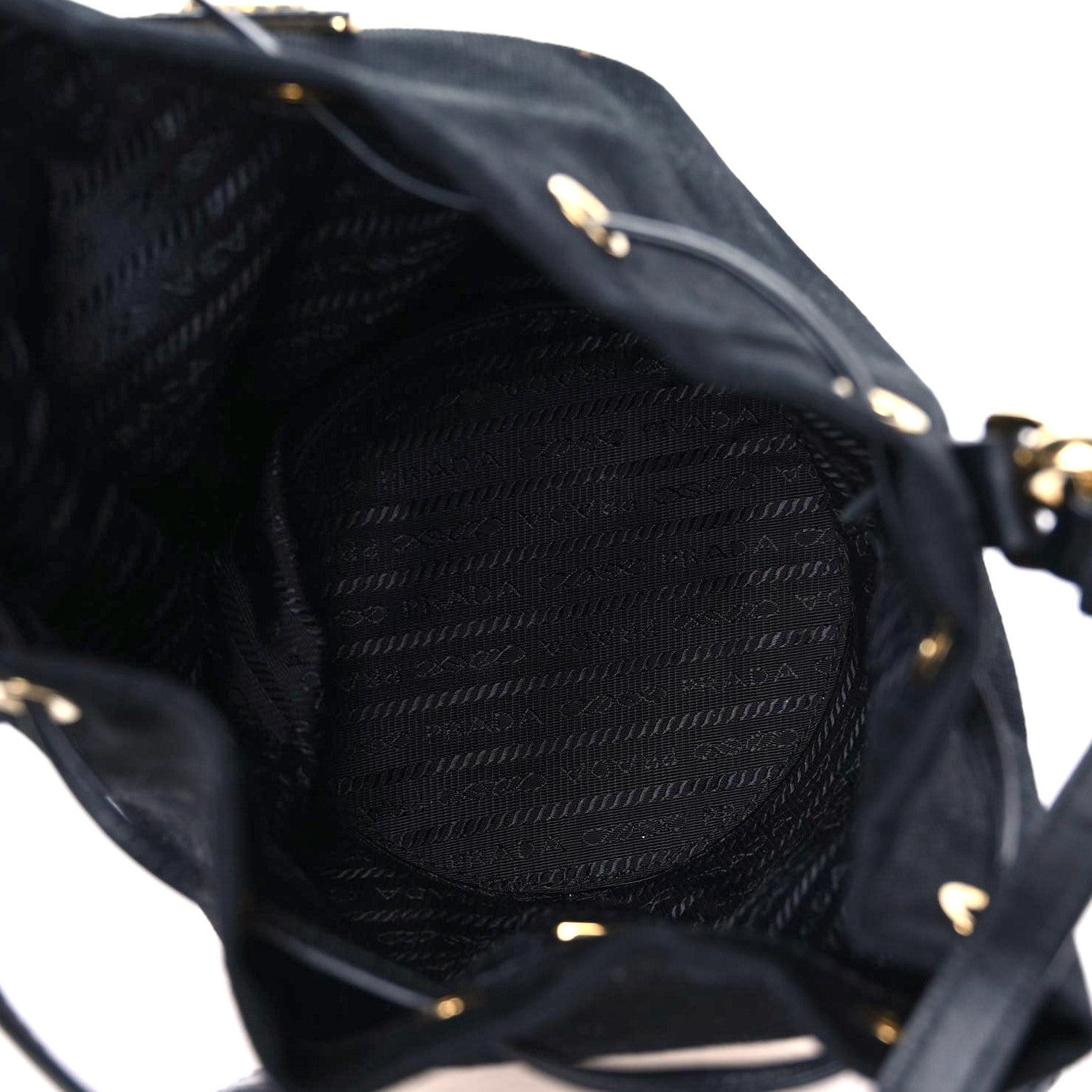 Prada Wicker Canvas Bucket Bag Black 7 of 8