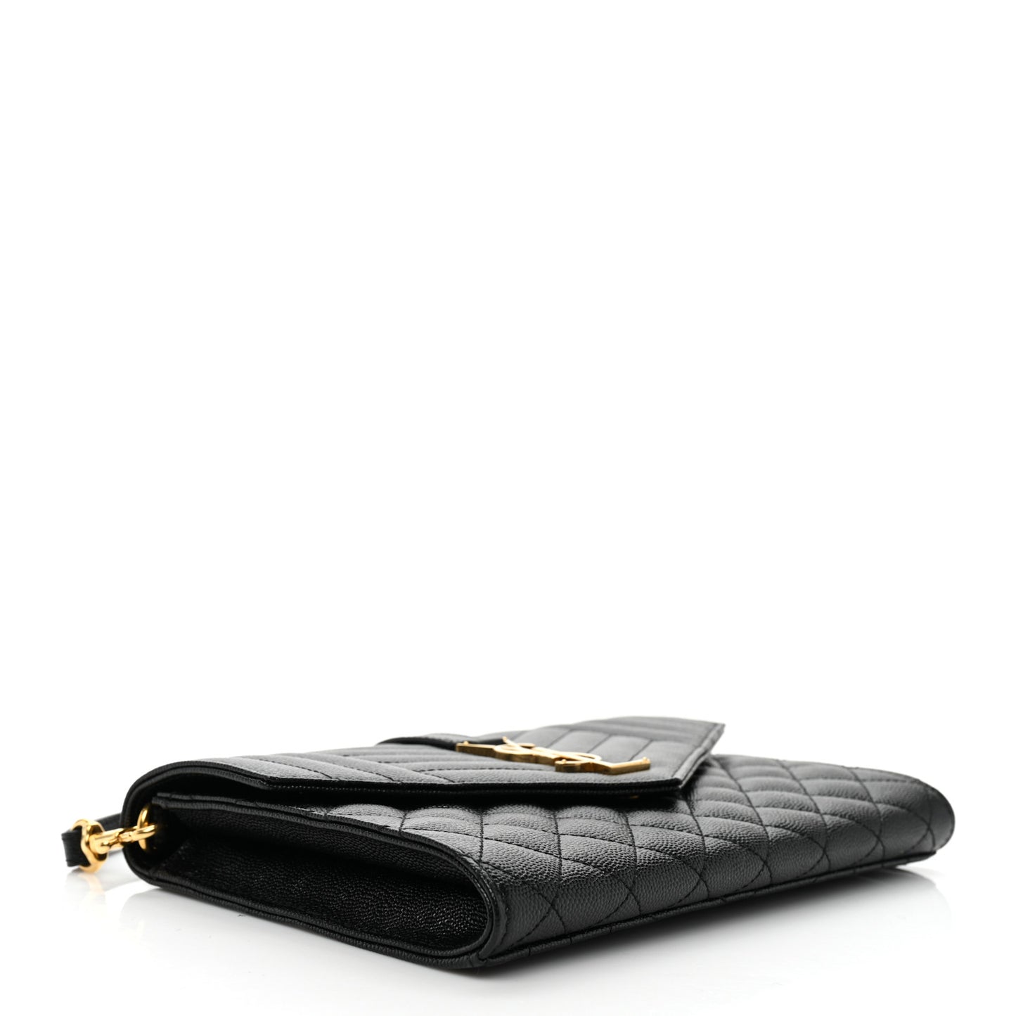 Grain De Poudre Textured Mixed Matelasse Triquilt Monogram Clutch Black