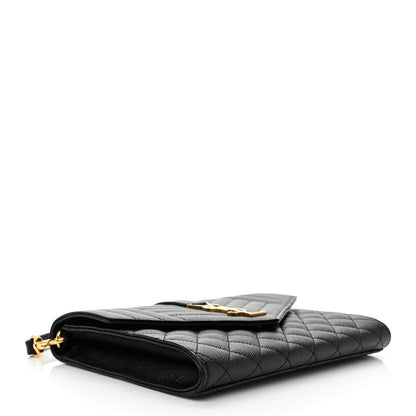 Saint Laurent Grain De Poudre Textured Mixed Matelasse Triquilt Monogram Clutch Black 5 of 8