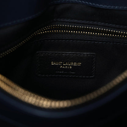Saint Laurent Calfskin Y Quilted Monogram Medium Loulou Chain Satchel Deep Marine 7 of 15