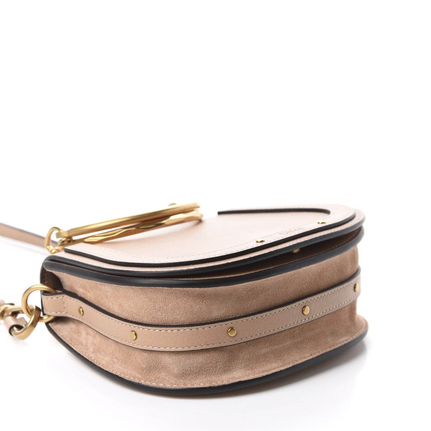 Calfskin Suede Small Nile Bracelet Bag Biscotti Beige