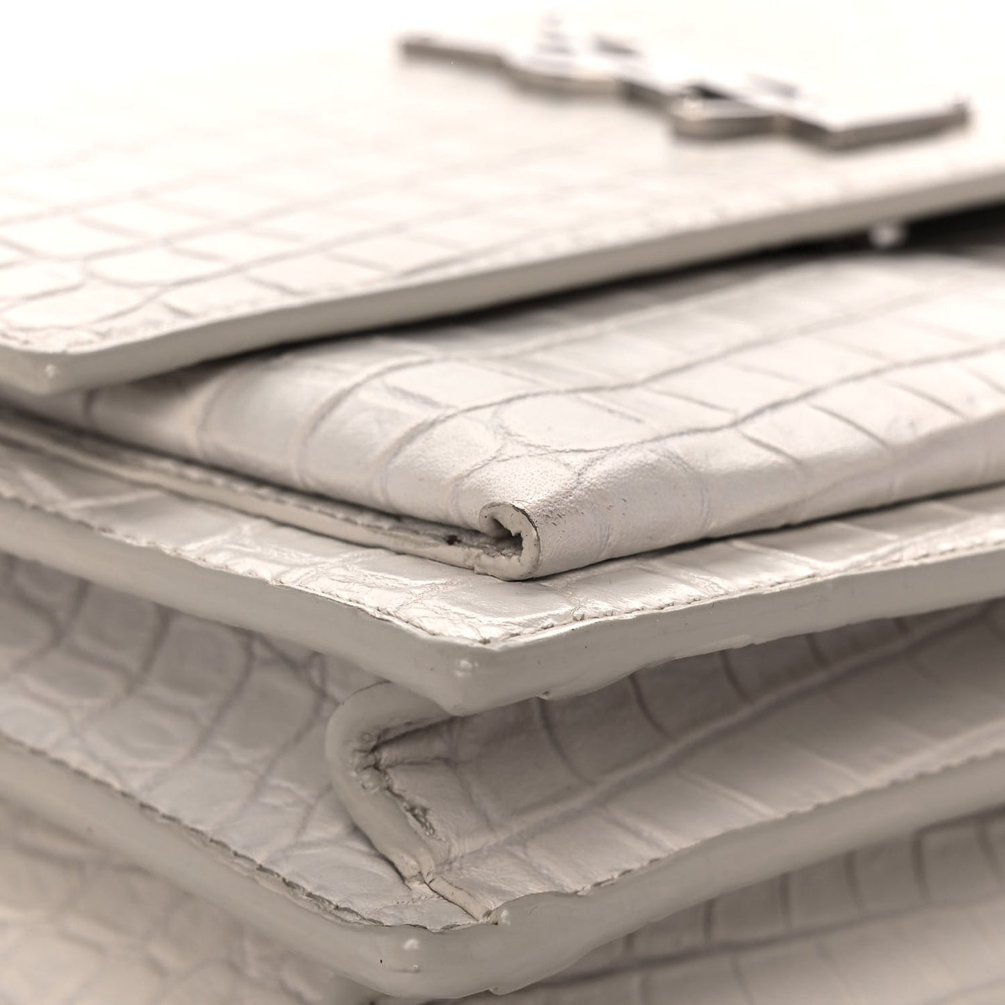 Calfskin Crocodile Embossed Medium Monogram Sunset Blanc Vintage