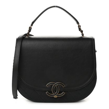 Chanel Shiny Calfskin Goatskin Quilted Medium Coco Curve Messenger Flap Black 1 of 9