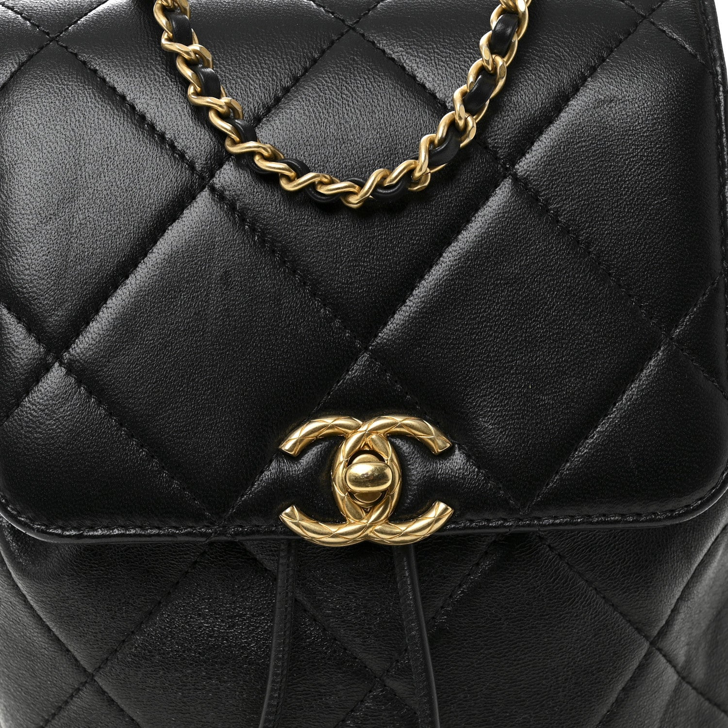 Chanel Lambskin Quilted Logo Mini Backpack Black 8 of 10