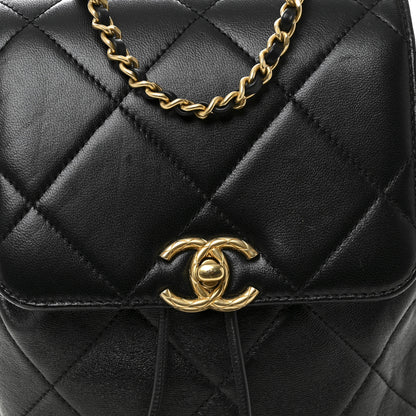 Chanel Lambskin Quilted Logo Mini Backpack Black 8 of 10