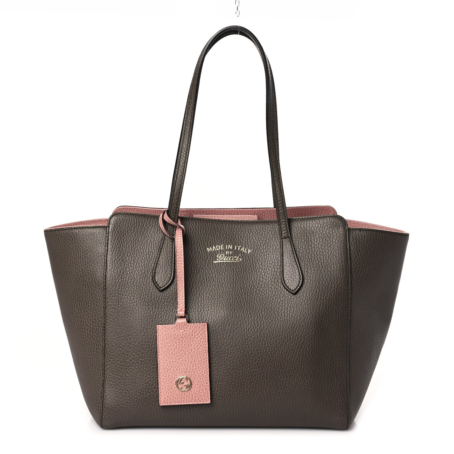 Gucci Dollar Calfskin Small Swing Tote Grey Field Soft Pink 1 of 8
