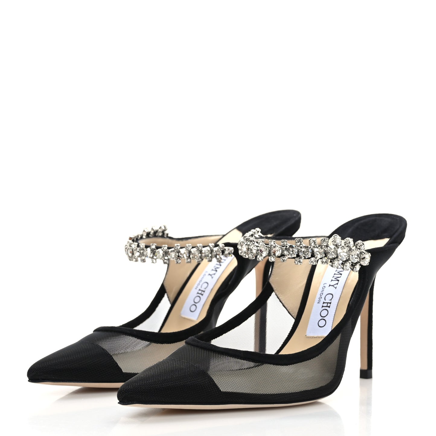 Mesh Suede Crystal Bing 100 Pumps 36.5 Black