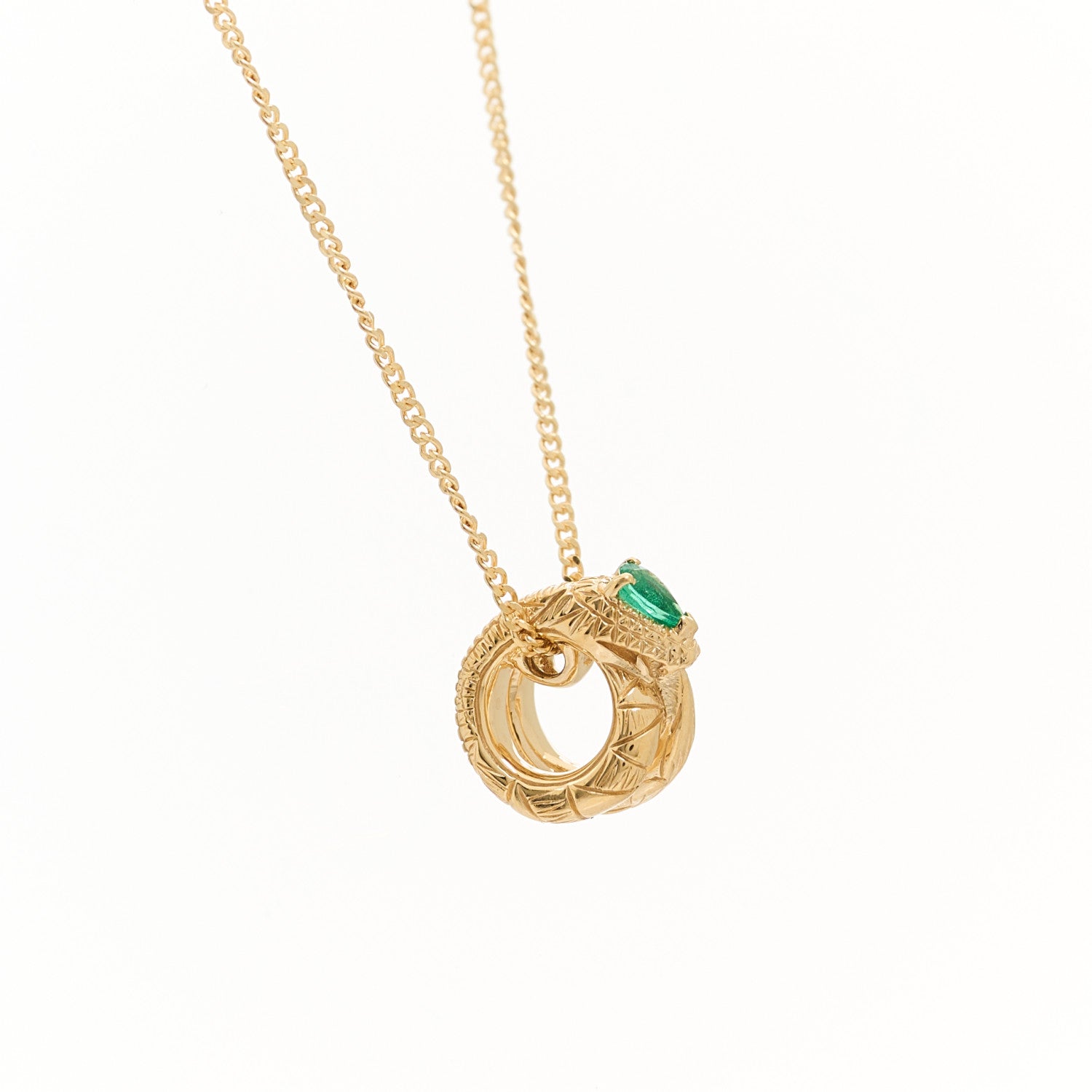 Gucci 18K Yellow Gold Emerald Ouroboros Snake Necklace 6 of 6