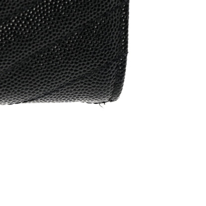 Saint Laurent Grain De Poudre Matelasse Chevron Monogram Flap Wallet Black 10 of 11