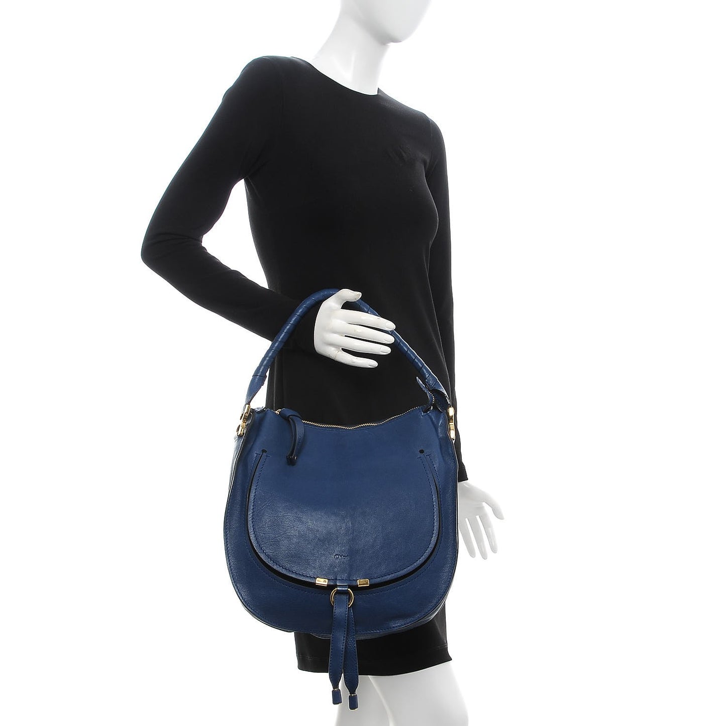 Calfskin Medium Marcie Nude Hobo Blue Velvet