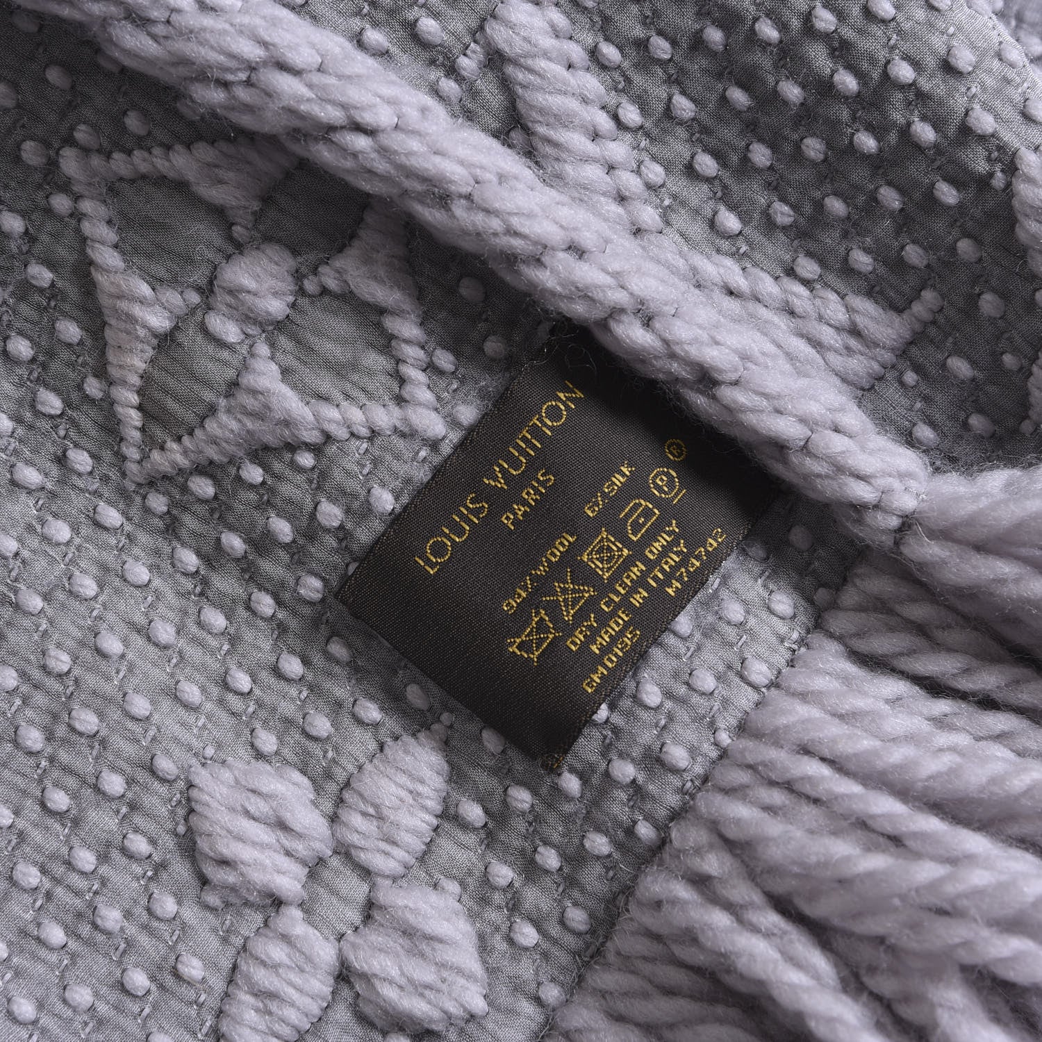Louis Vuitton Wool Silk Logomania Scarf Pearl Grey 3 of 3