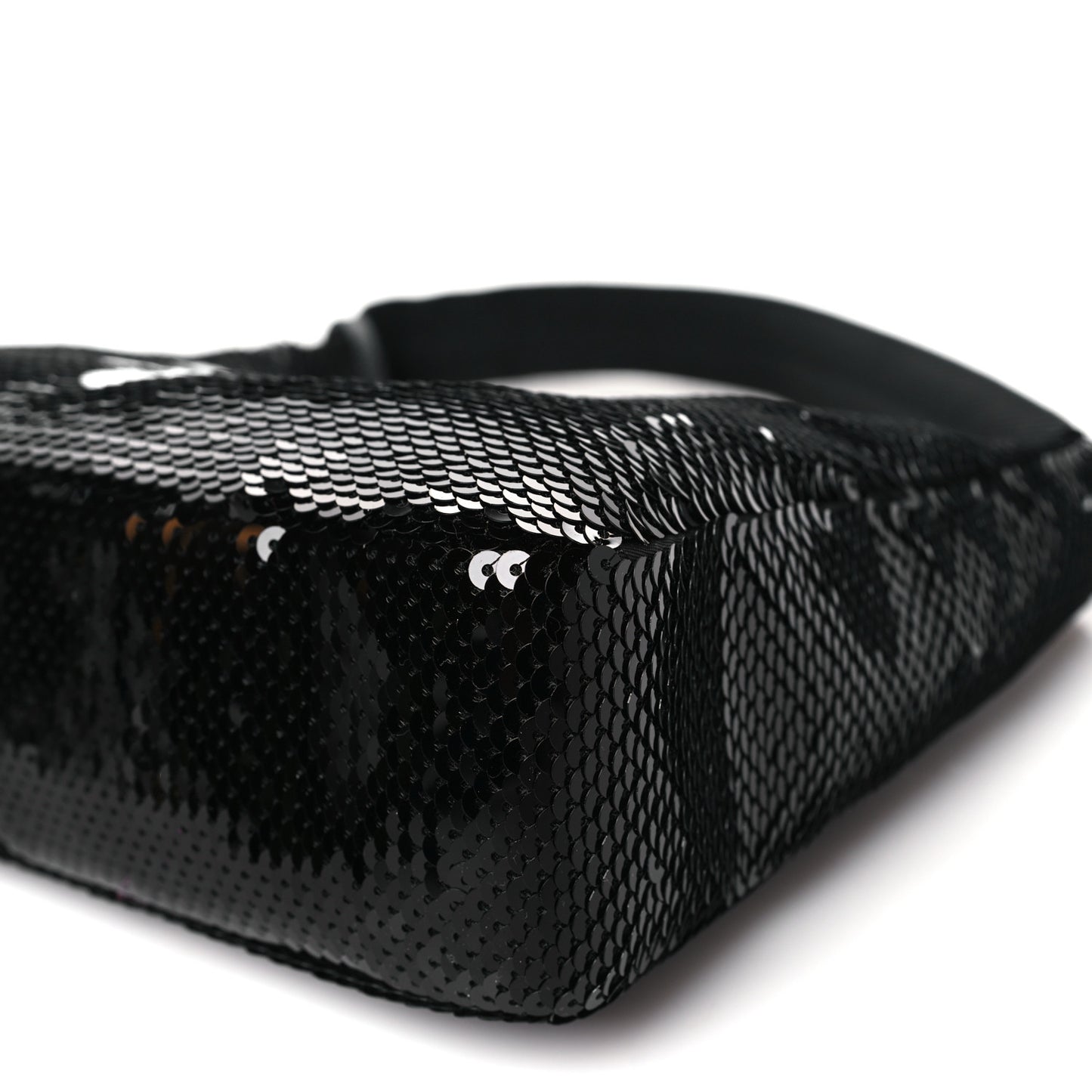 Paillettes Sequin Mini Re-Edition 2000 Bag Black White