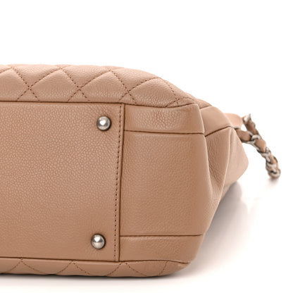 Chanel Grained Calfskin Quilted Large Zipped Shopping Tote Taupe 12 of 13